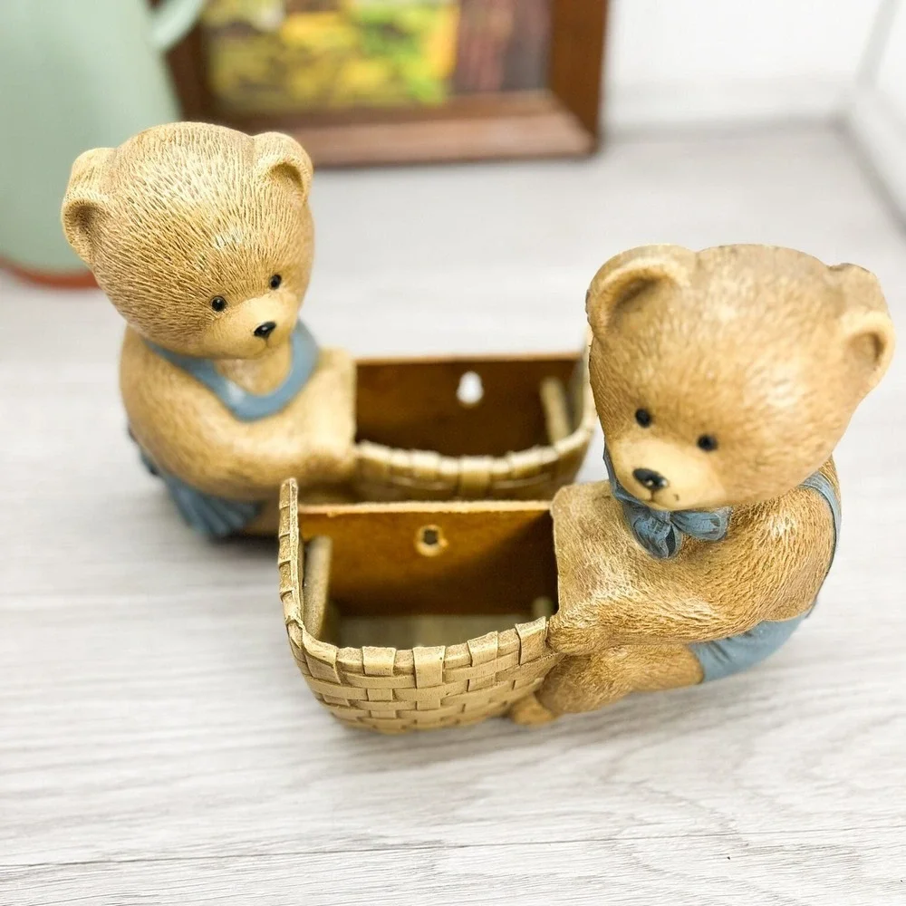 Vintage Teddy Bear Wall Shelves: 1980s Burwood Homco Decor (Set of 2)
